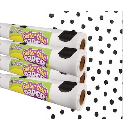 Teacher Created Resources Black Painted Dots on White Better Than Paper Bulletin Board Roll, 4ft. x 12ft., 4PK TCR32433